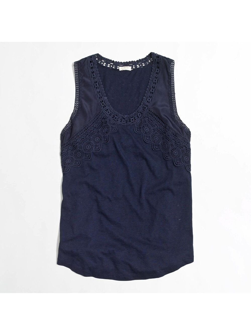 J. Crew Lace Trim Linen Tank Top